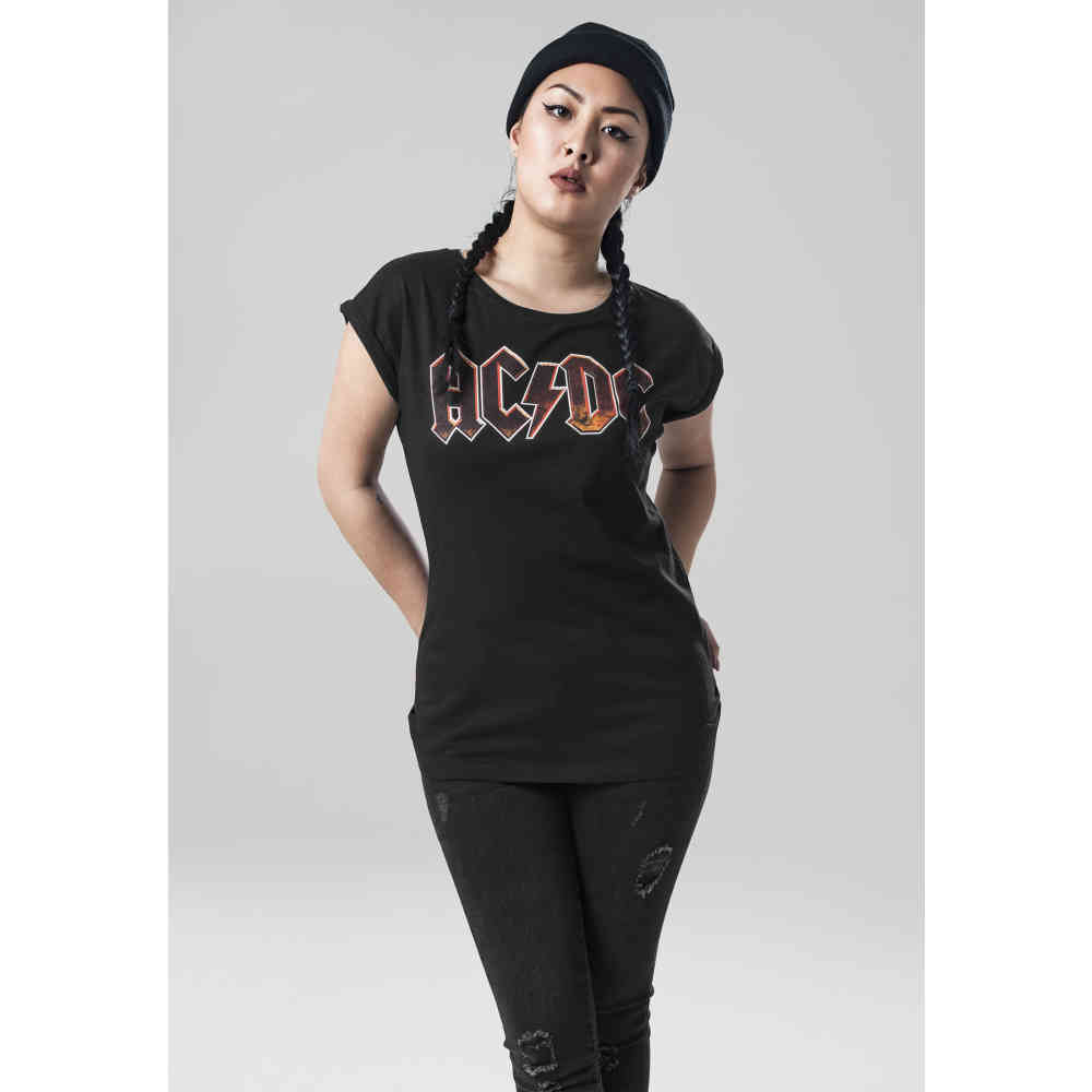 Mister Tee AC/DC - AC/DC Voltage Dames Tshirt - Zwart